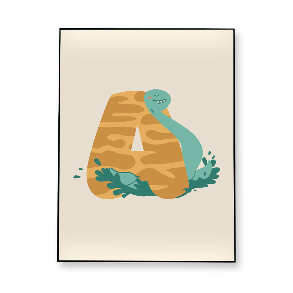 adorable-dino-letter-a-fabric-in-a-frame-wall-art