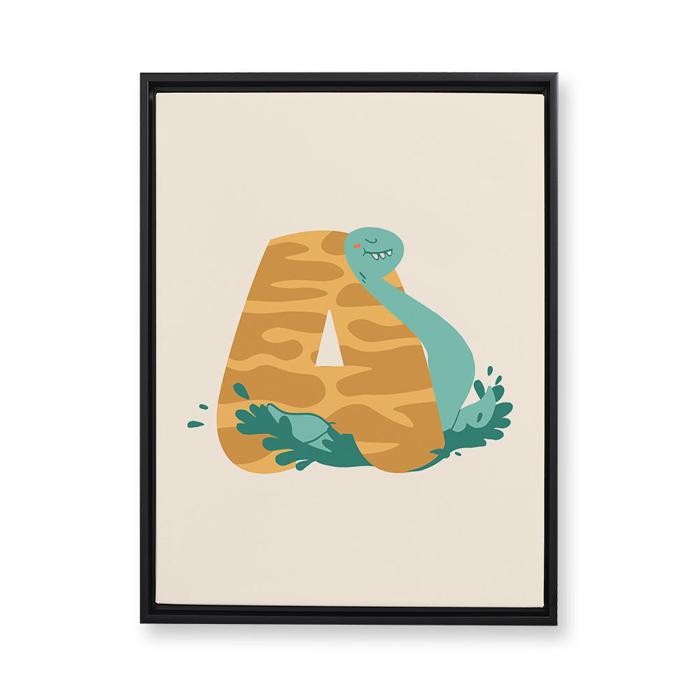 adorable-dino-letter-a-floating-canvas-wall-art