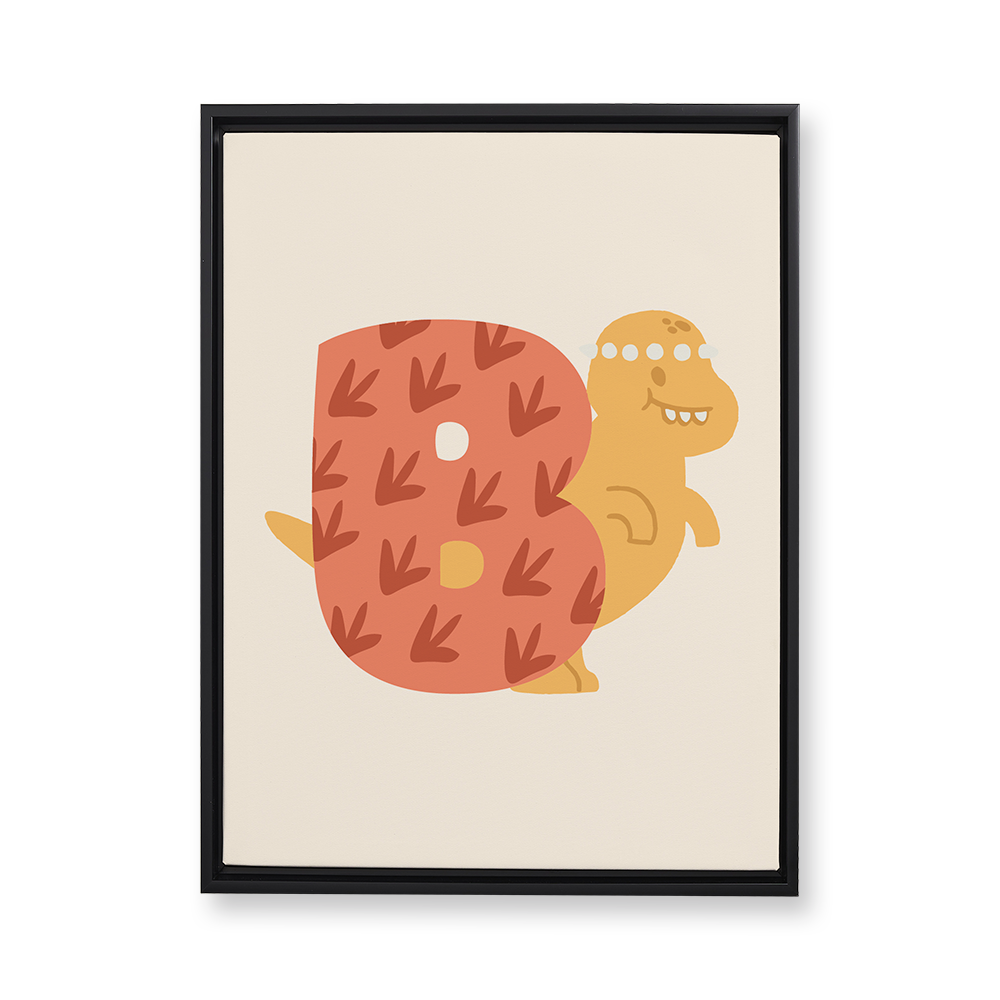 adorable-dino-letter-b-floating-canvas-wall-art