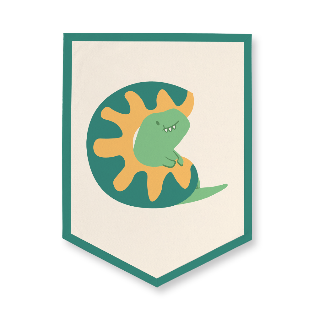 adorable-dino-letter-c-camp-flag-five-point