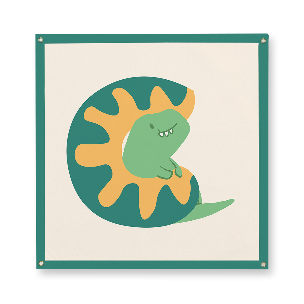 adorable-dino-letter-c-camp-flag-square