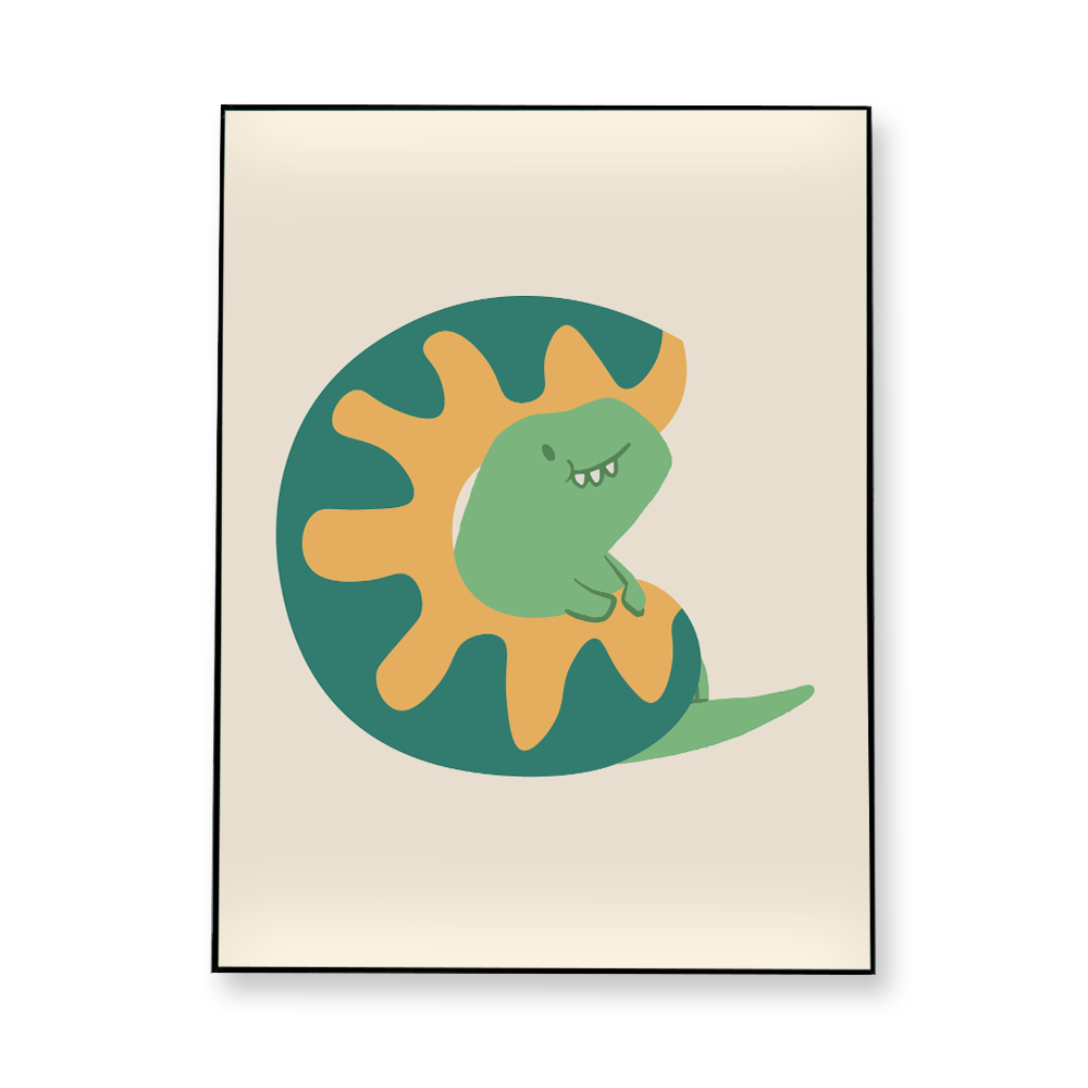 adorable-dino-letter-c-fabric-in-a-frame-wall-art