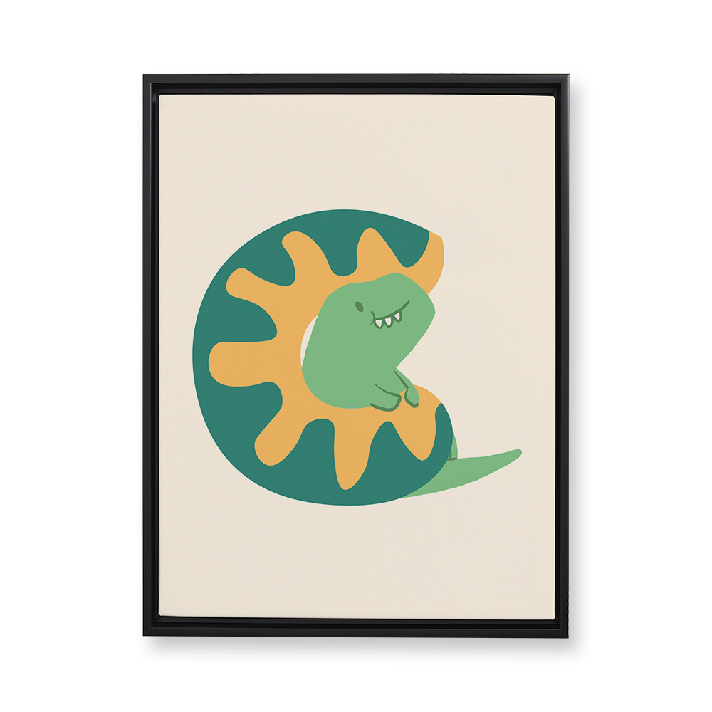 adorable-dino-letter-c-floating-canvas-wall-art