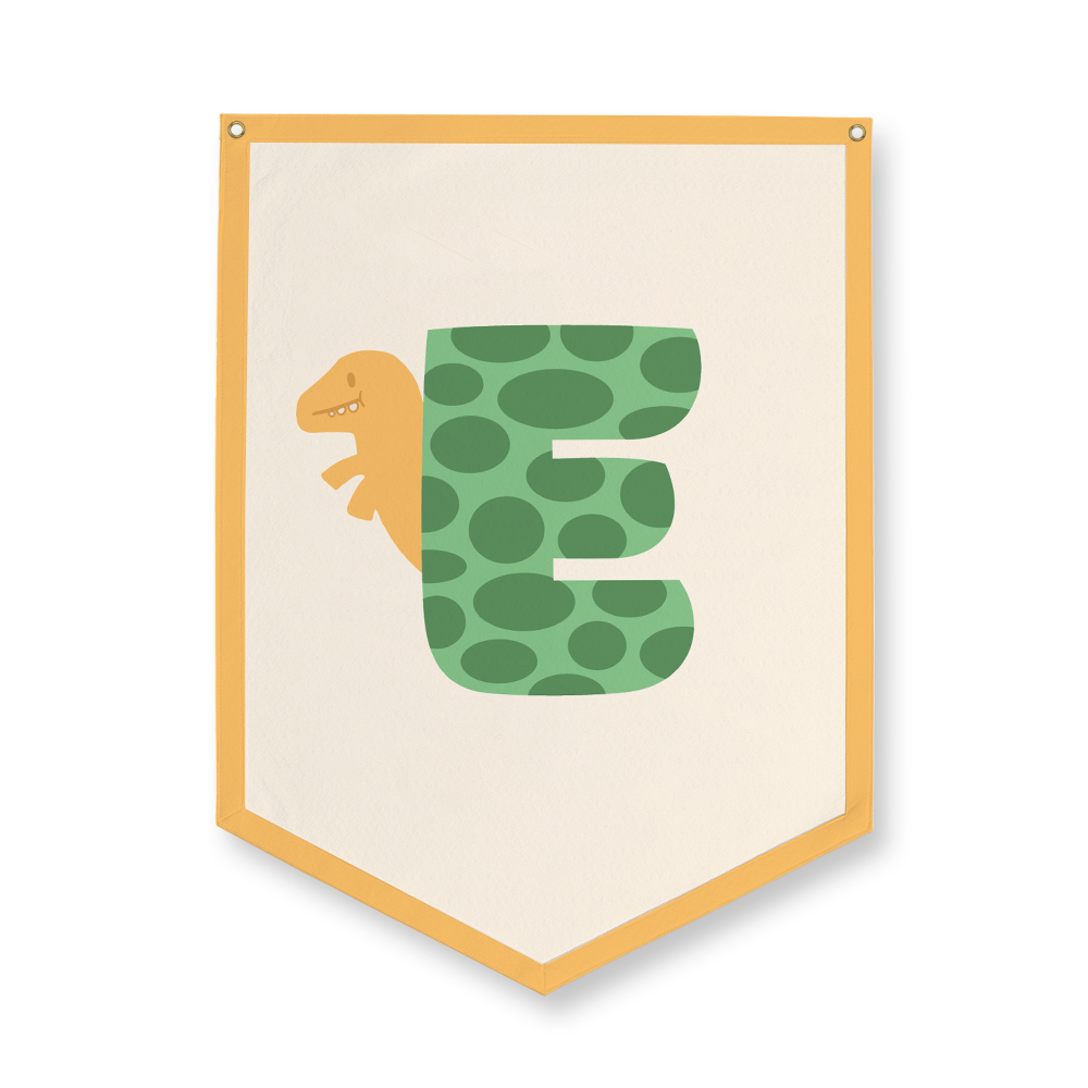 adorable-dino-letter-e-camp-flag-five-point