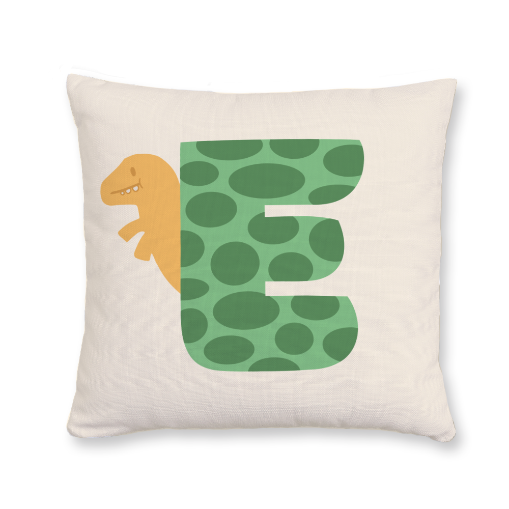 adorable-dino-letter-e-throw-pillow