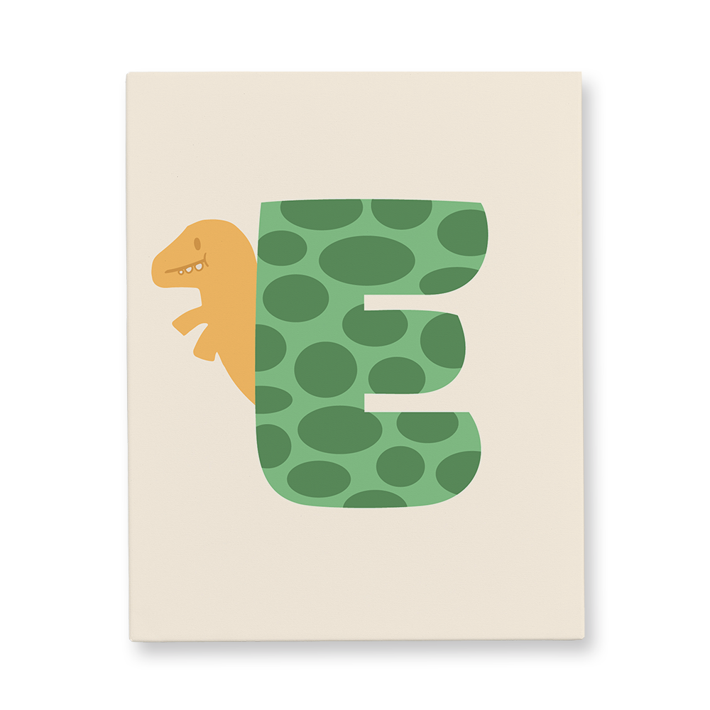 adorable-dino-letter-e-canvas-wall-art