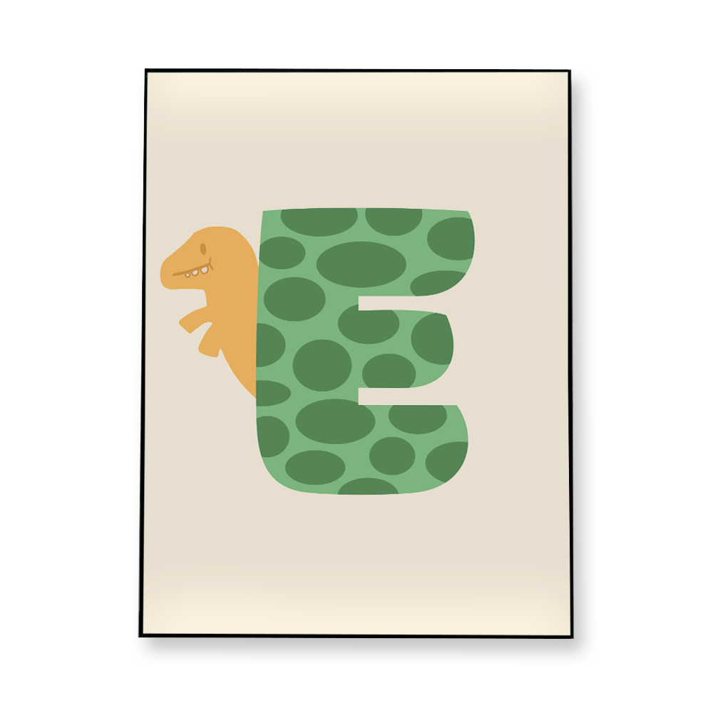 adorable-dino-letter-e-fabric-in-a-frame-wall-art