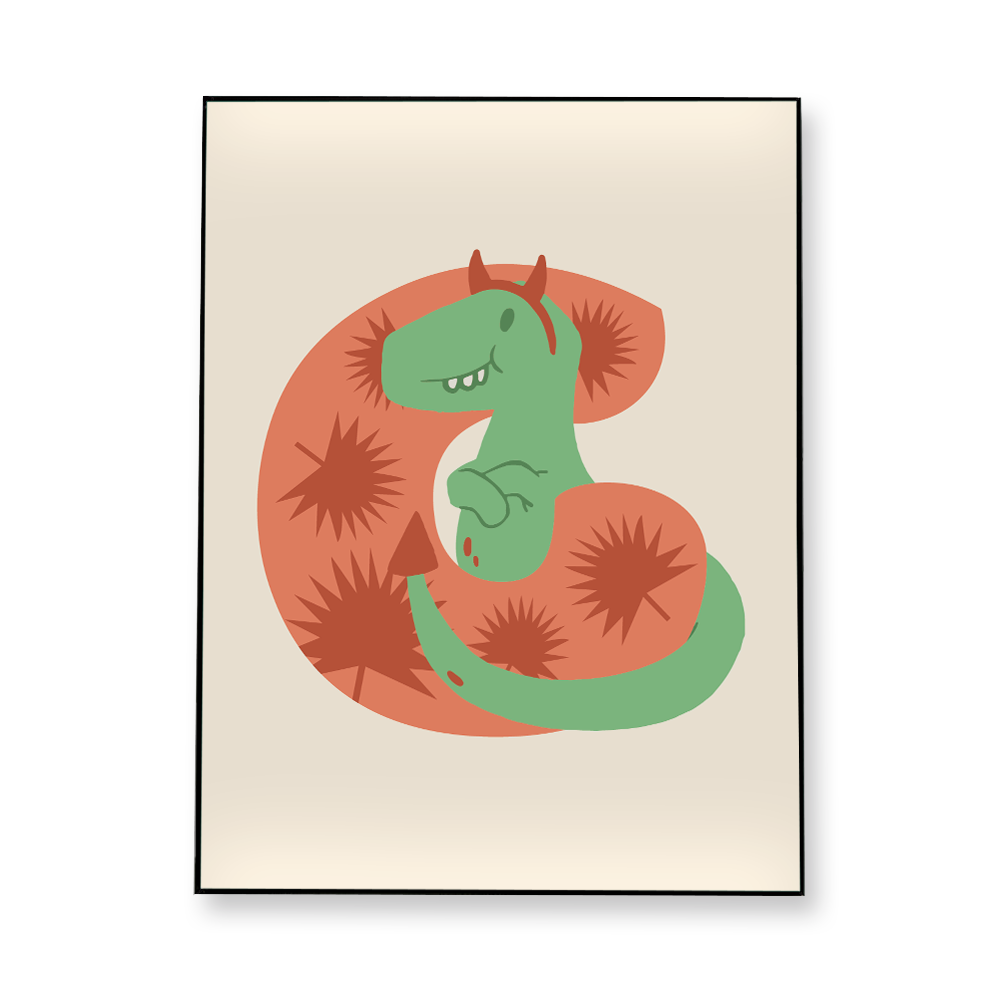 adorable-dino-letter-g-fabric-in-a-frame-wall-art