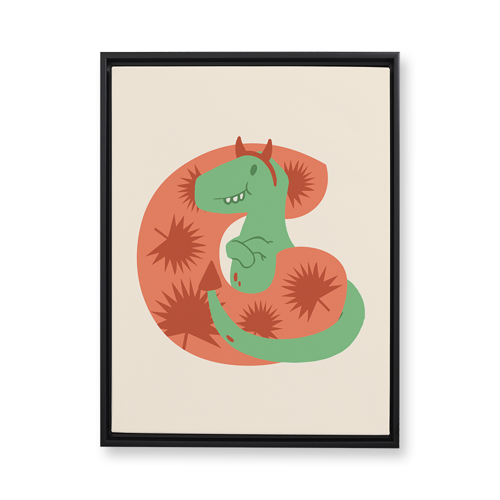 adorable-dino-letter-g-floating-canvas-wall-art