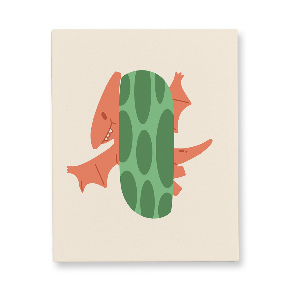 adorable-dino-letter-i-canvas-wall-art