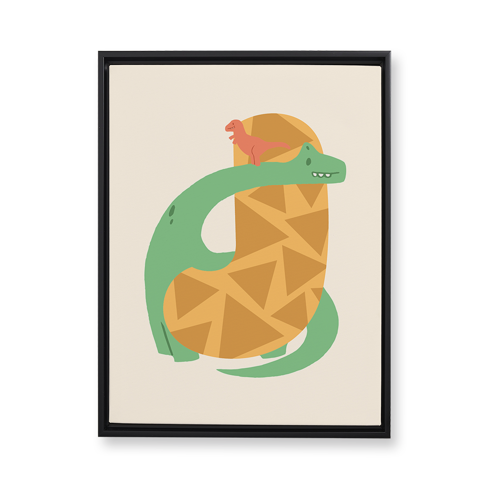 adorable-dino-letter-j-floating-canvas-wall-art