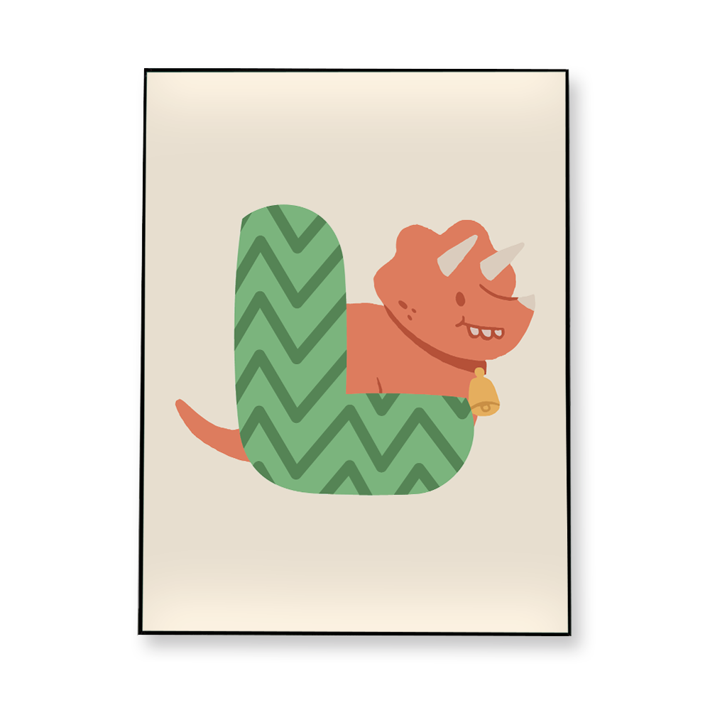 adorable-dino-letter-l-fabric-in-a-frame-wall-art