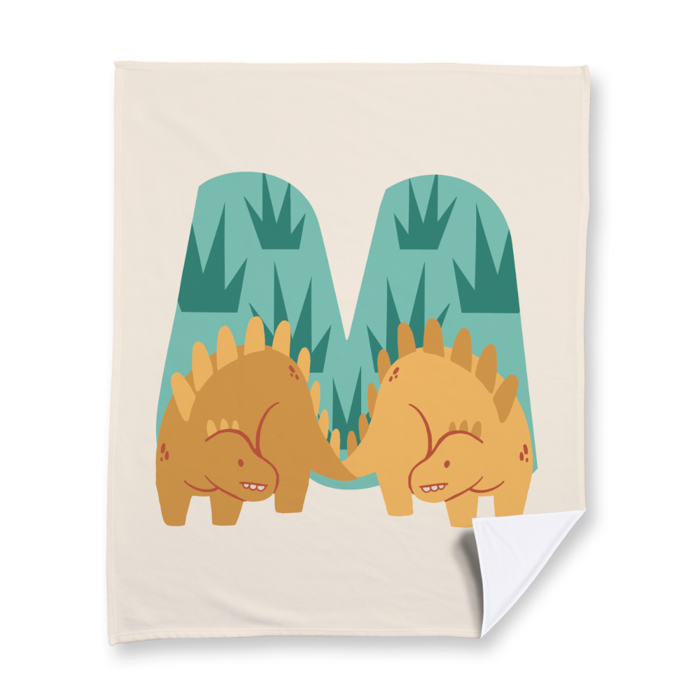 adorable-dino-letter-m-blanket-fleece