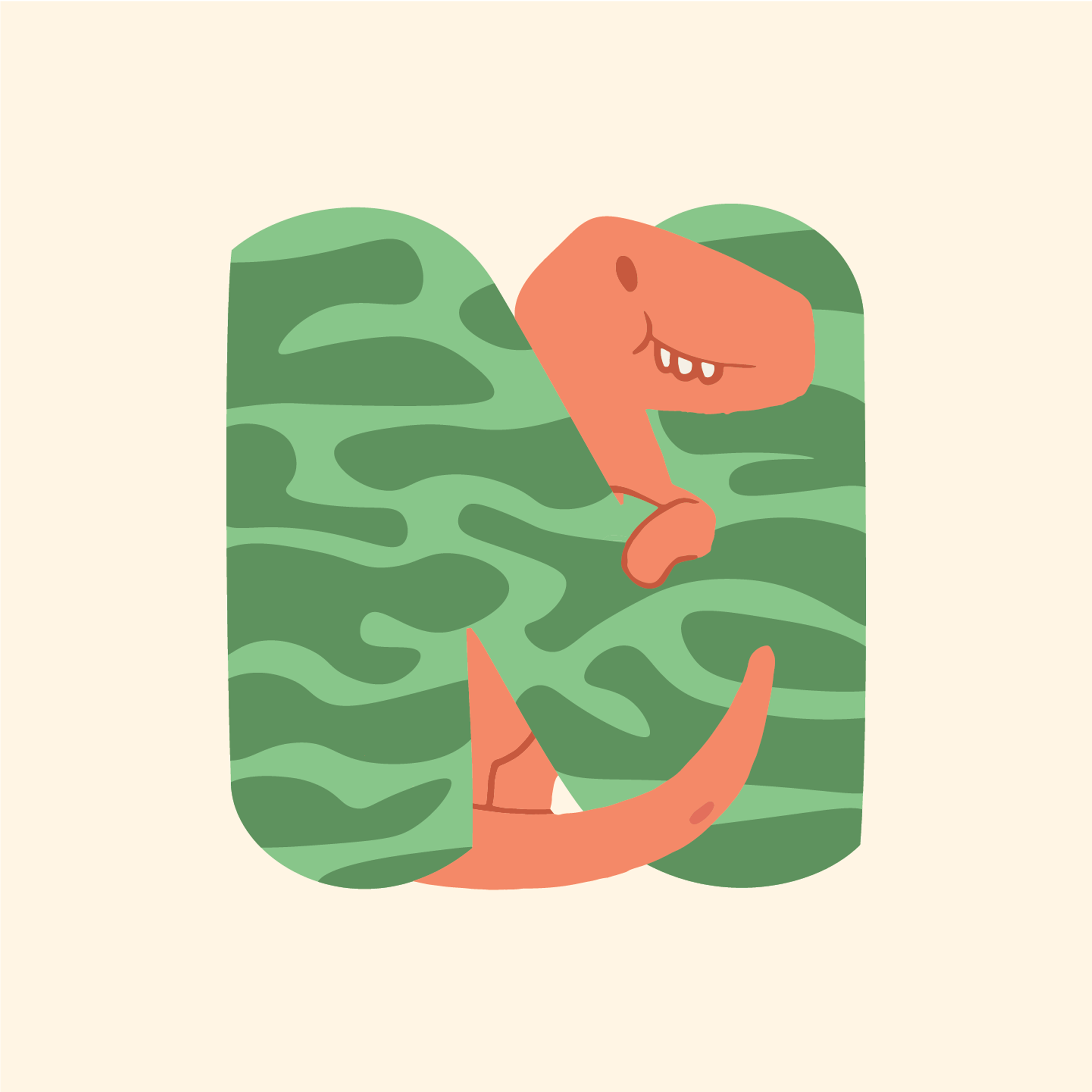 adorable-dino-letter-n-design-theme