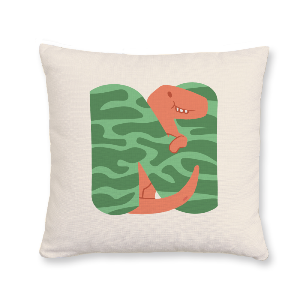 adorable-dino-letter-n-throw-pillow