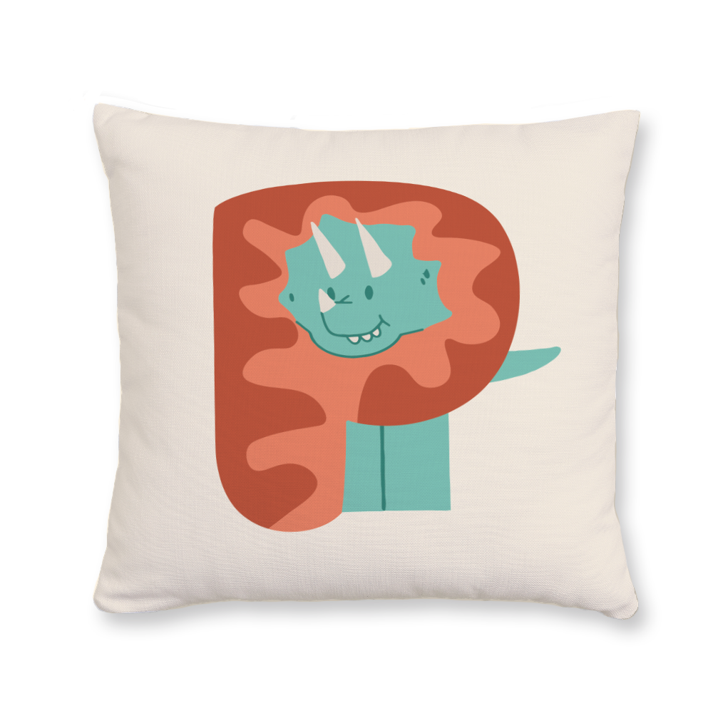 adorable-dino-letter-p-throw-pillow