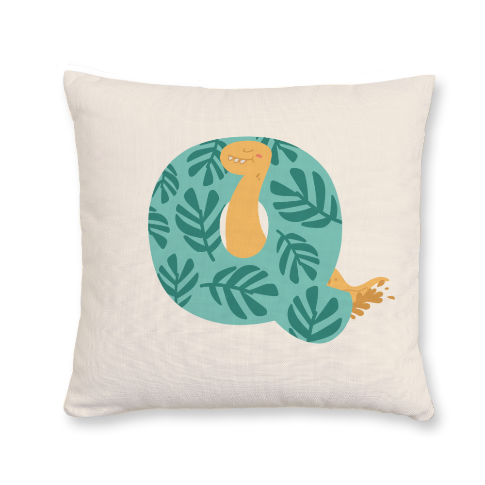 adorable-dino-letter-q-throw-pillow