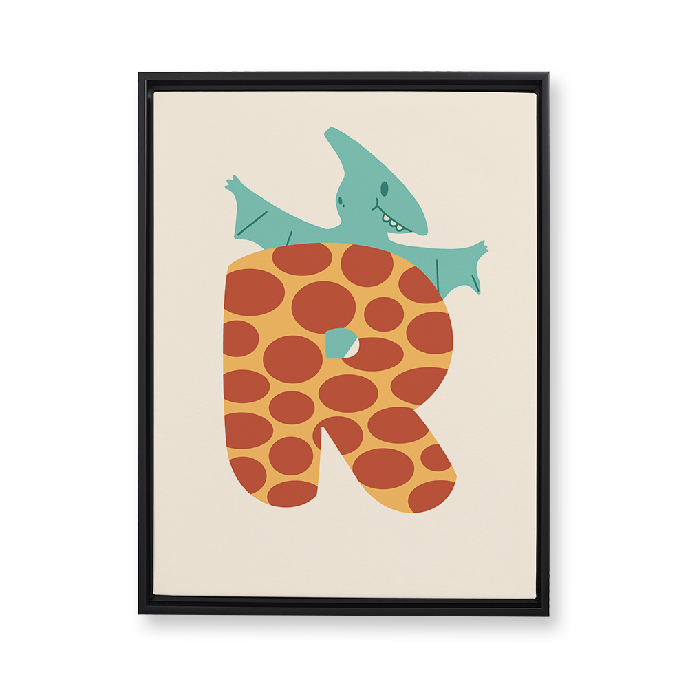 adorable-dino-letter-r-floating-canvas-wall-art