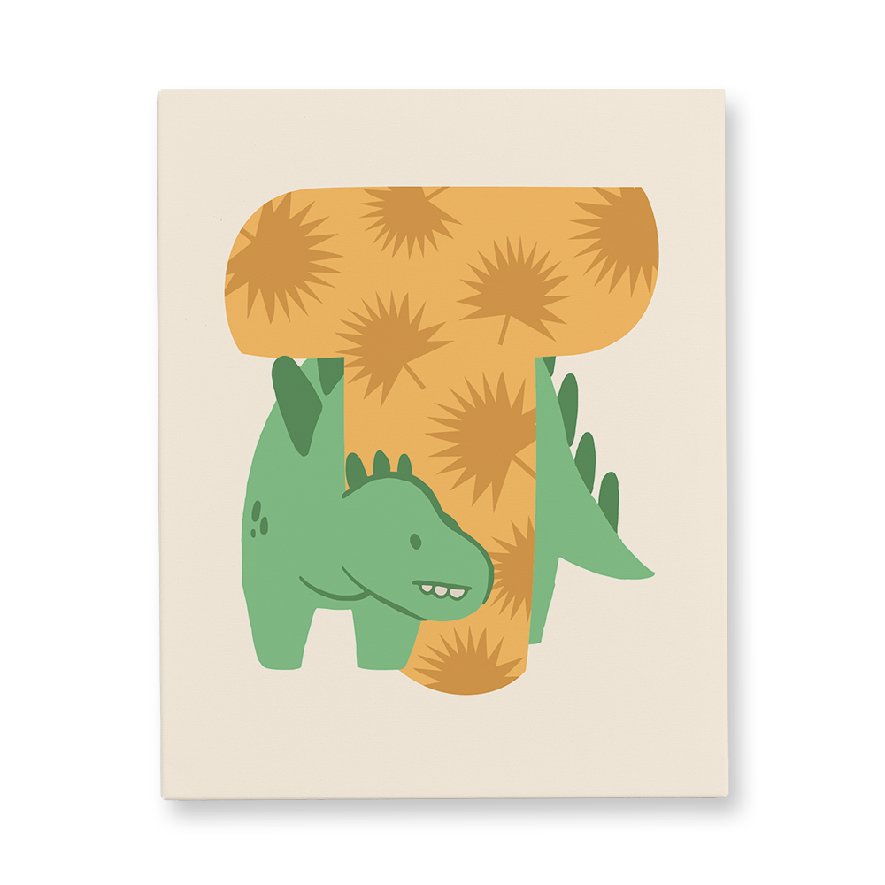 adorable-dino-letter-t-canvas-wall-art
