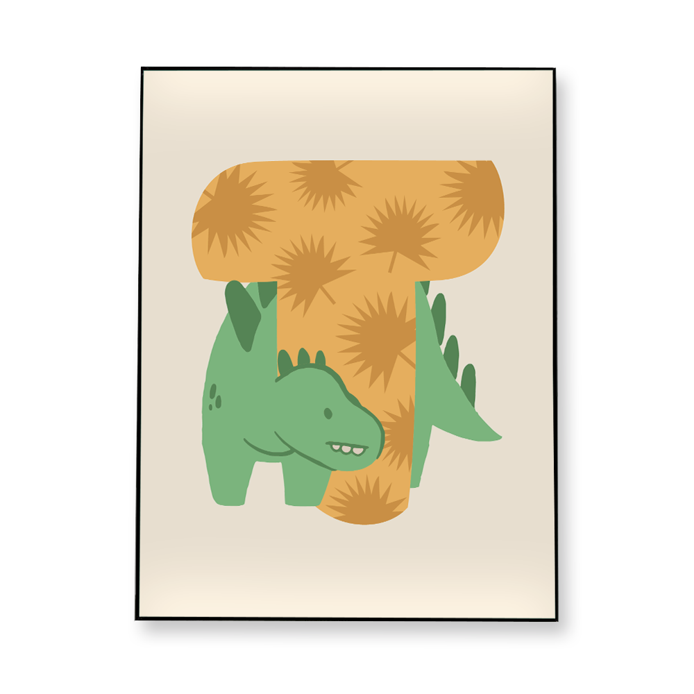 adorable-dino-letter-t-fabric-in-a-frame-wall-art