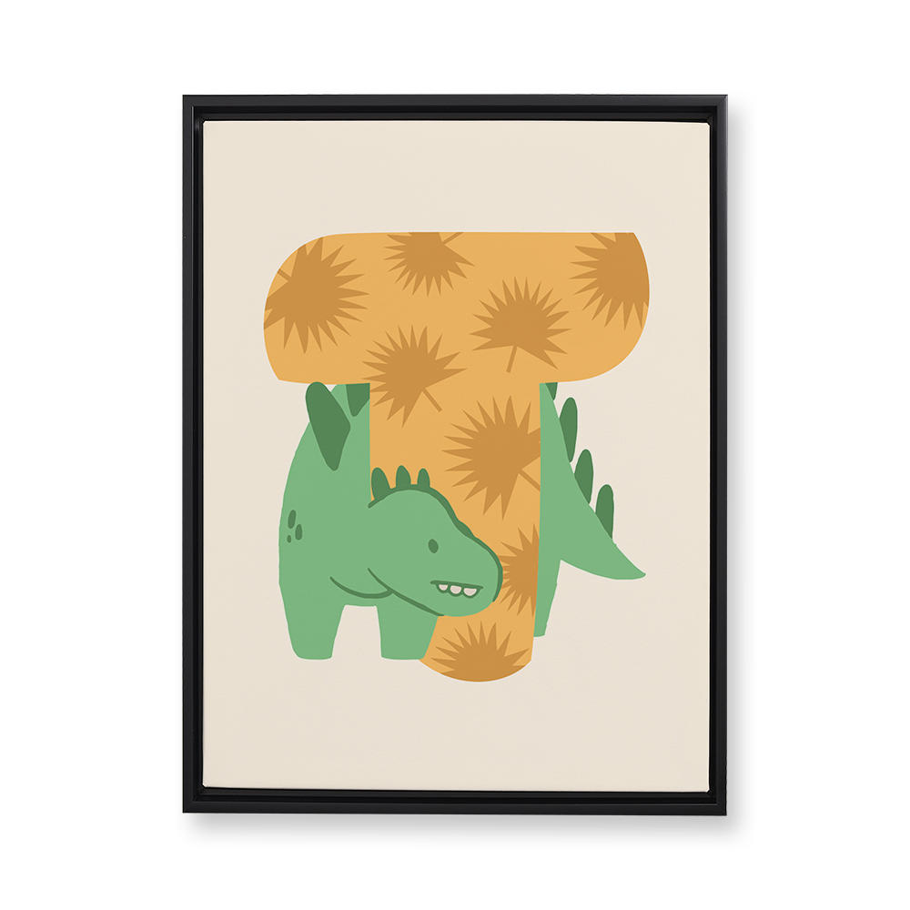 adorable-dino-letter-t-floating-canvas-wall-art