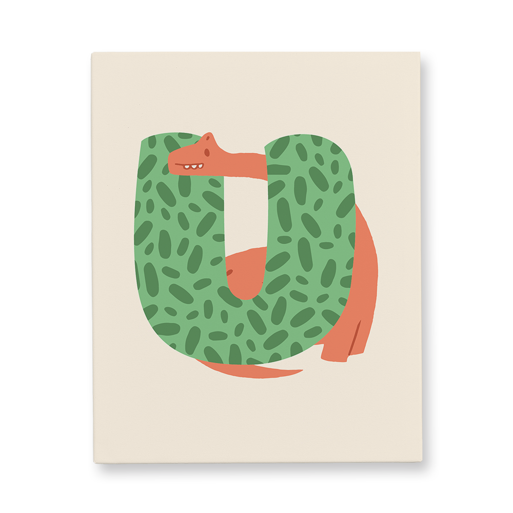 adorable-dino-letter-u-canvas-wall-art