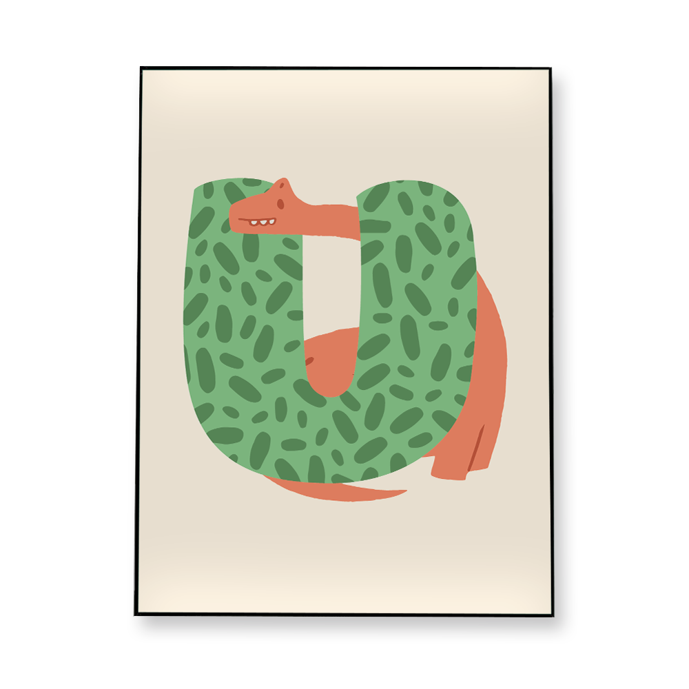 adorable-dino-letter-u-fabric-in-a-frame-wall-art