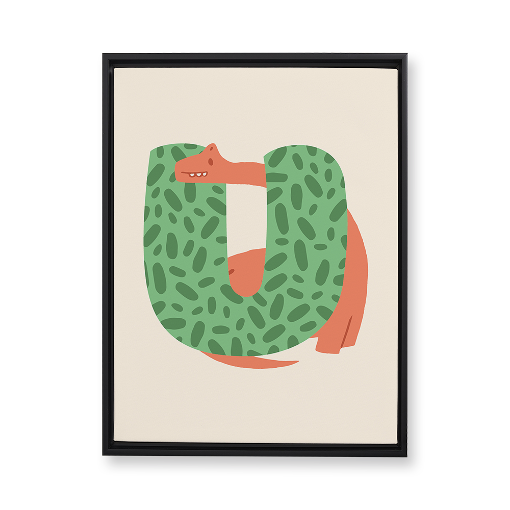 adorable-dino-letter-u-floating-canvas-wall-art