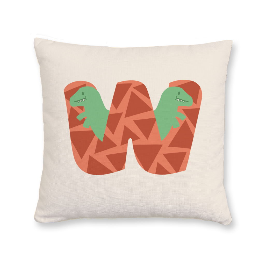 adorable-dino-letter-w-throw-pillow