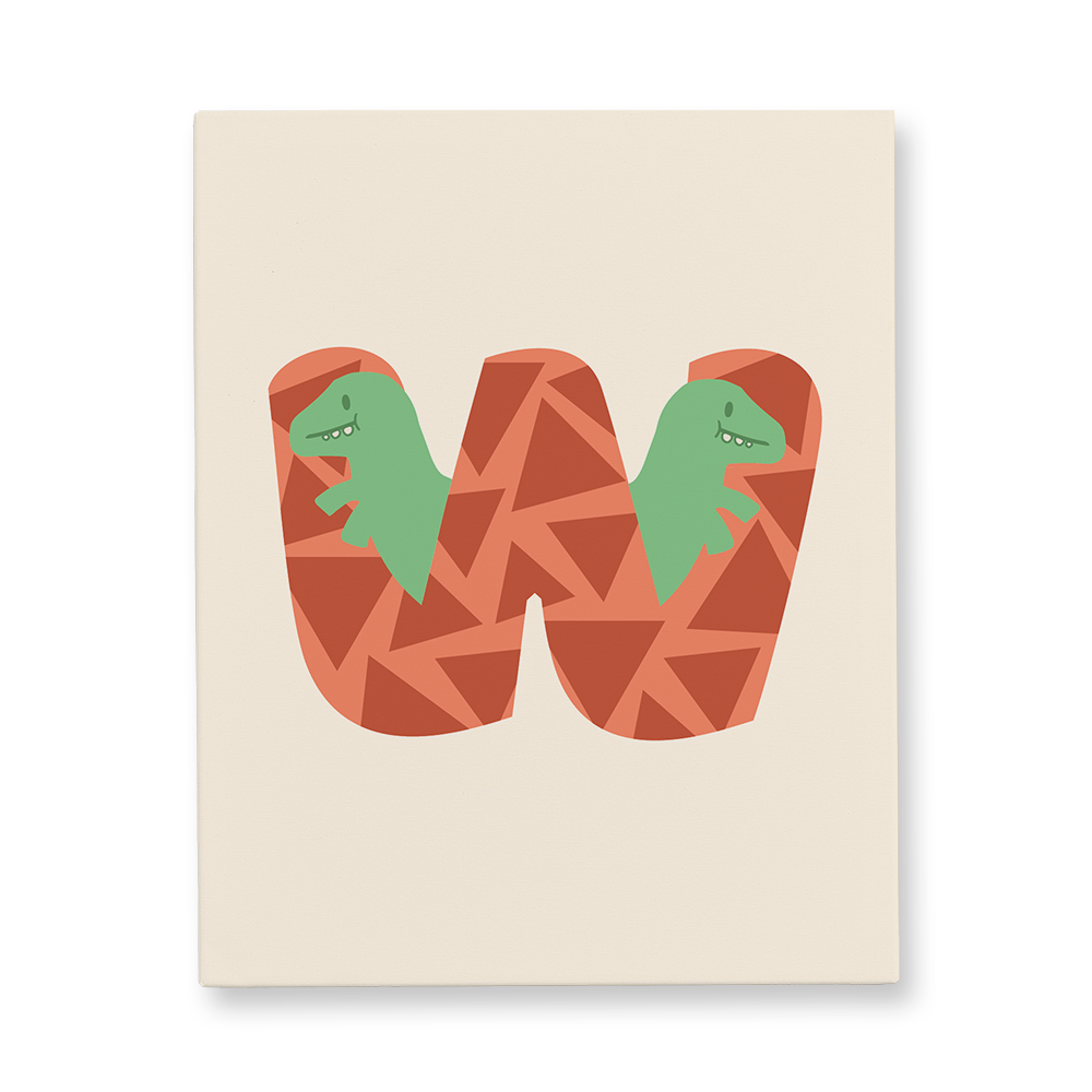 adorable-dino-letter-w-canvas-wall-art