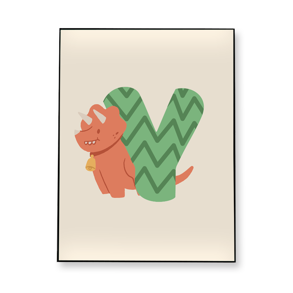 adorable-dino-letter-y-fabric-in-a-frame-wall-art