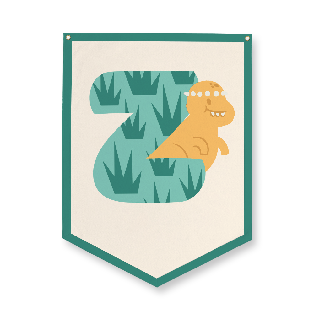 adorable-dino-letter-z-camp-flag-five-point