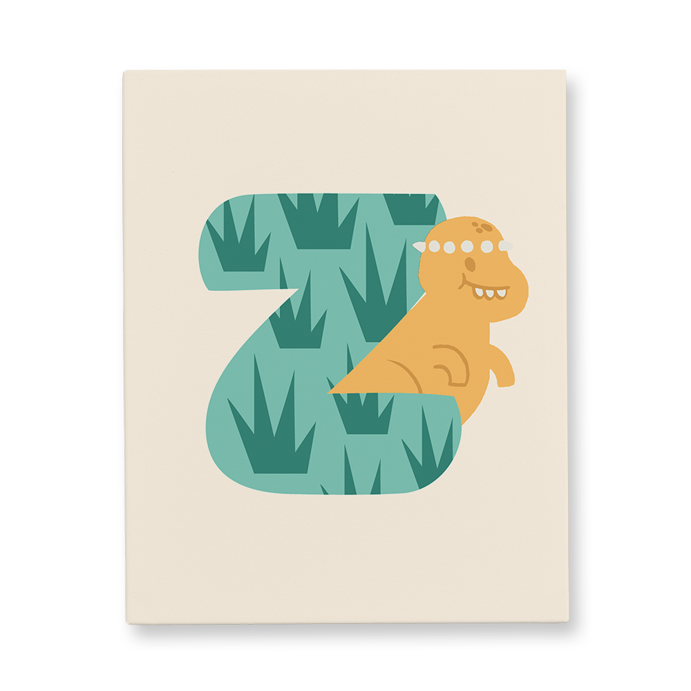 adorable-dino-letter-z-canvas-wall-art