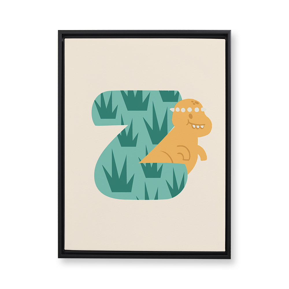 adorable-dino-letter-z-floating-canvas-wall-art