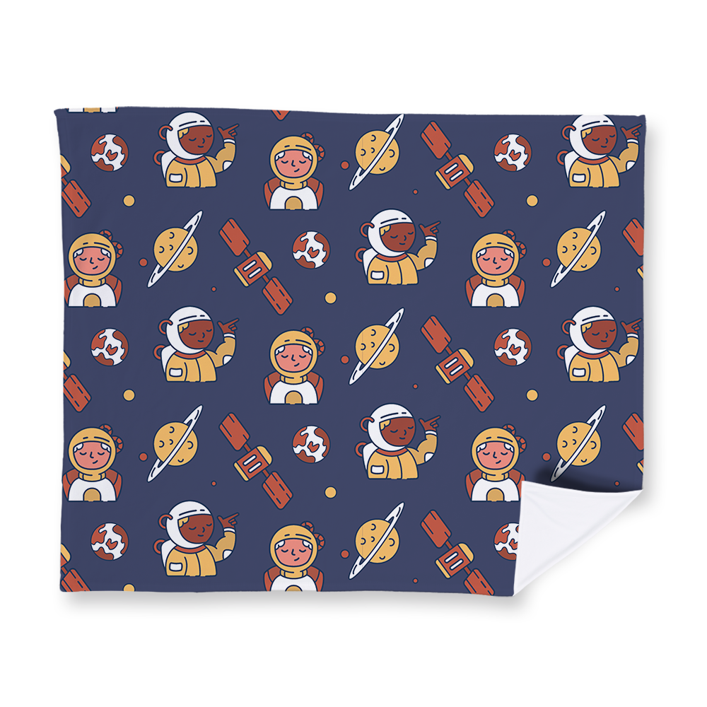 Astronauts In Space Pattern Fleece Blanket