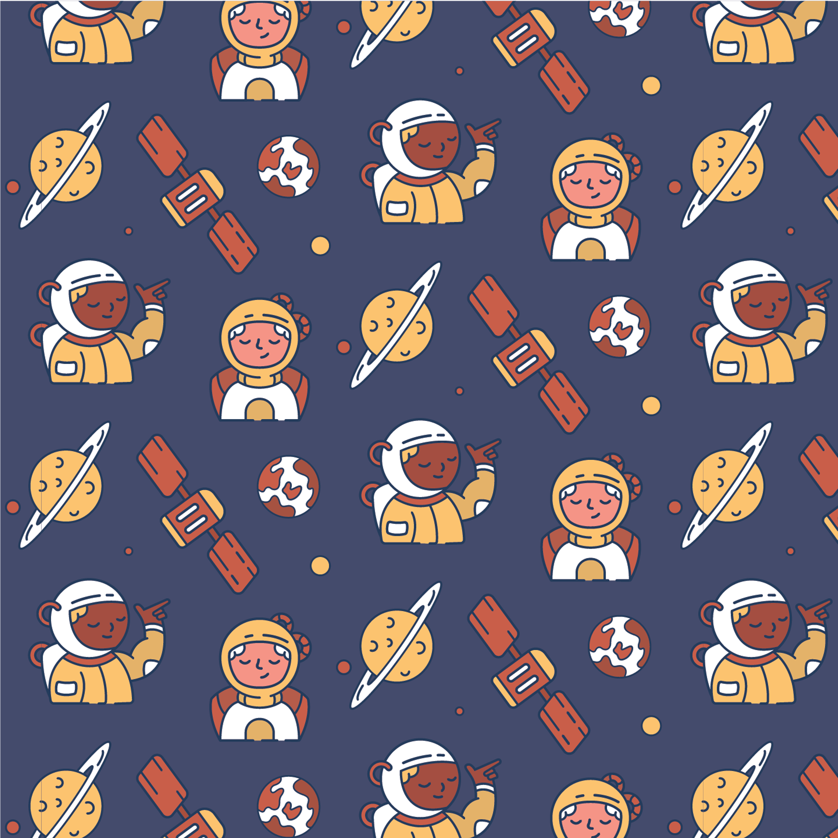 Astronauts In Space Pattern