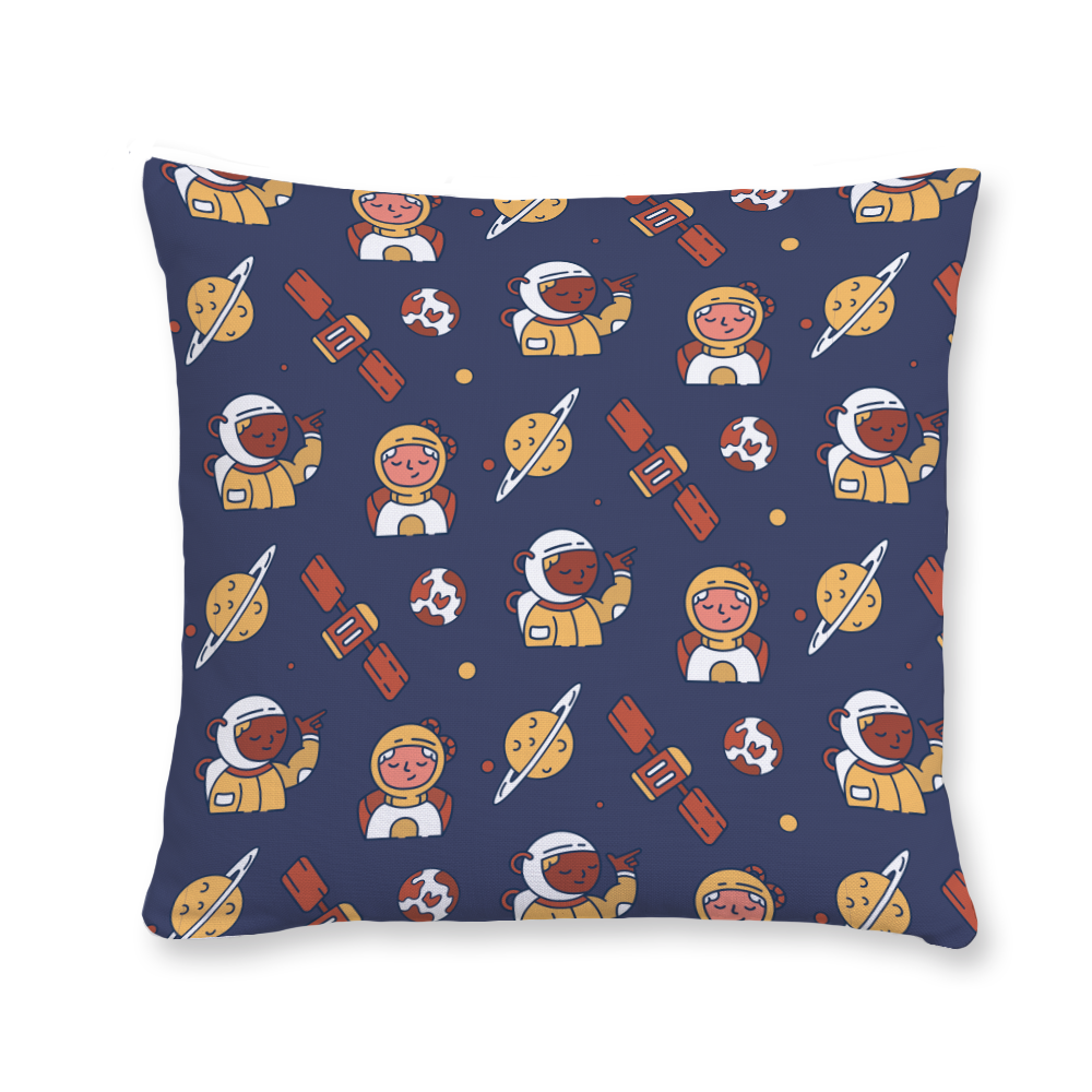 Astronauts In Space Pattern Throw Pillow