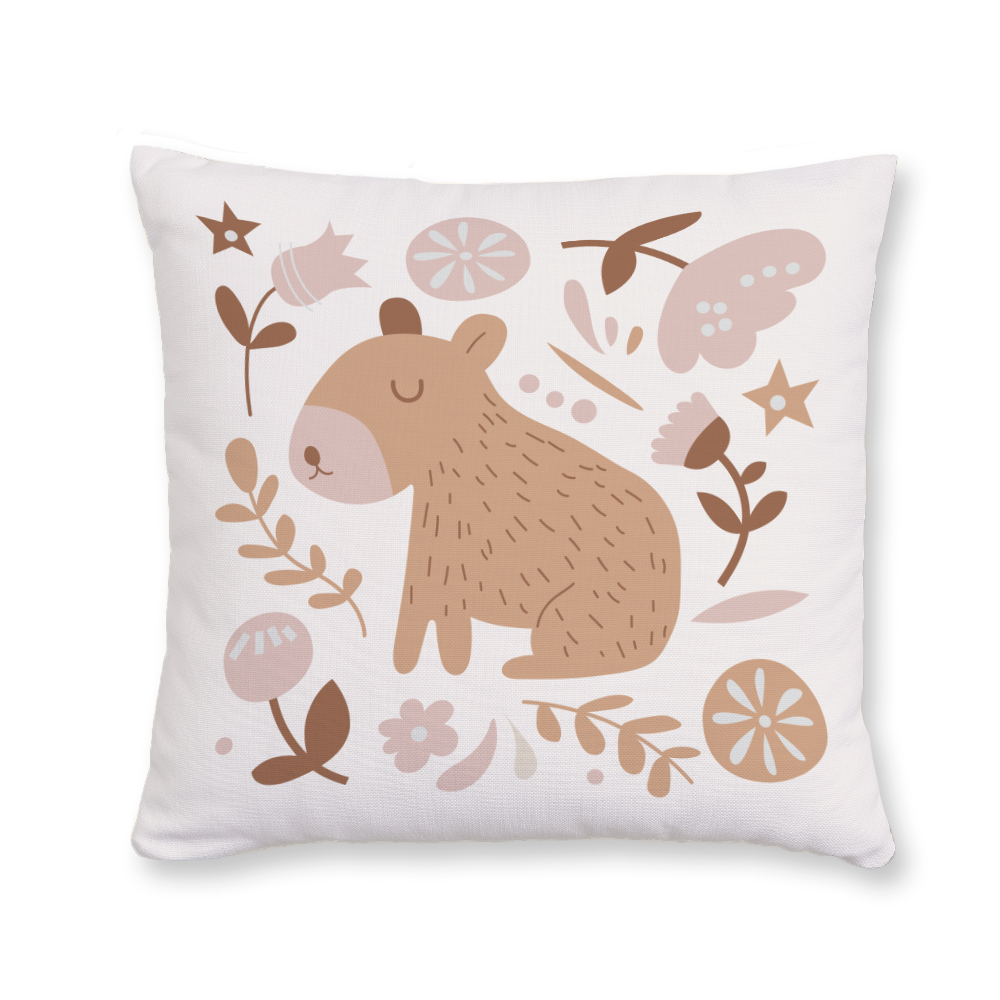 baby-capybara-with-flowers-throw-pillow