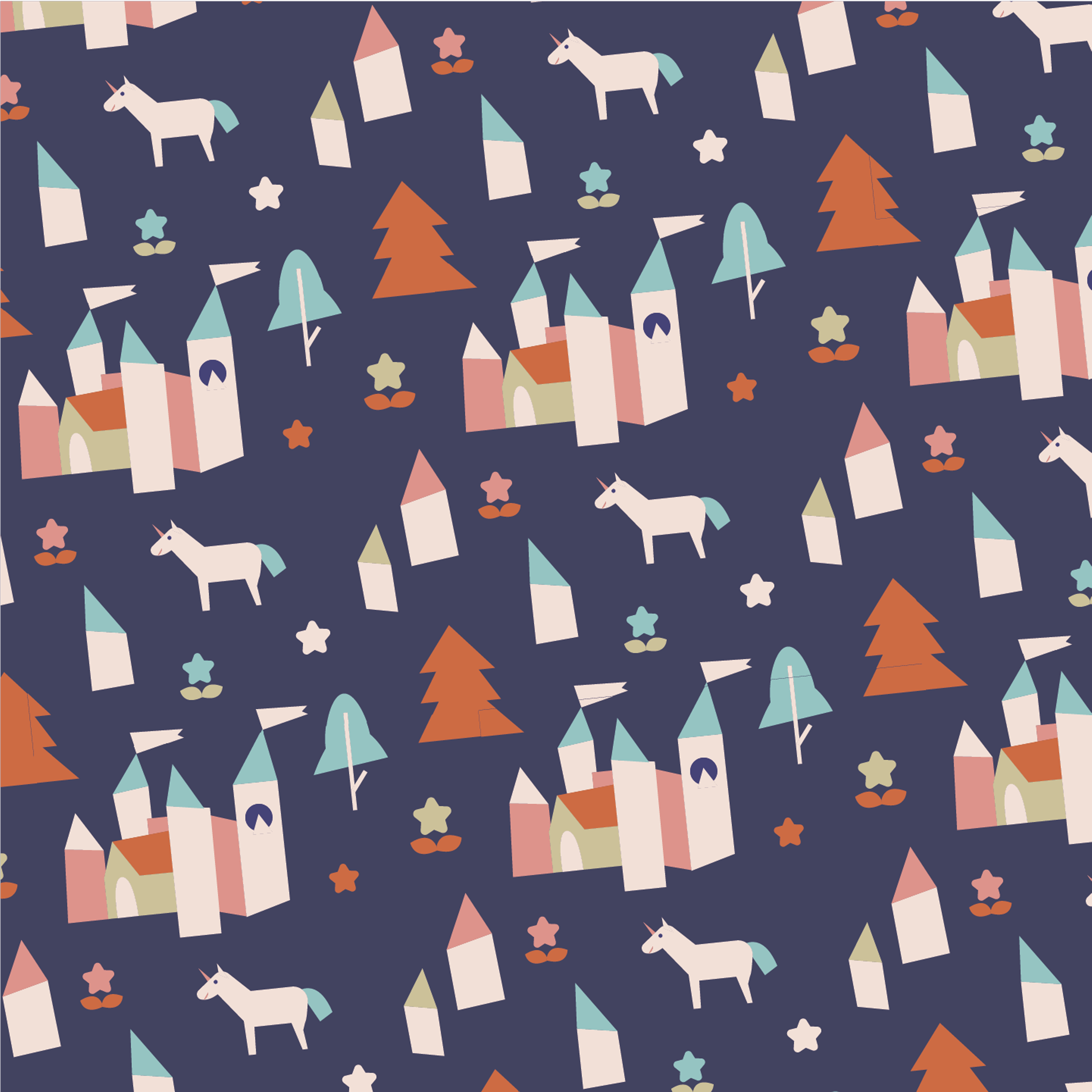 Castle and Unicorn Pattern