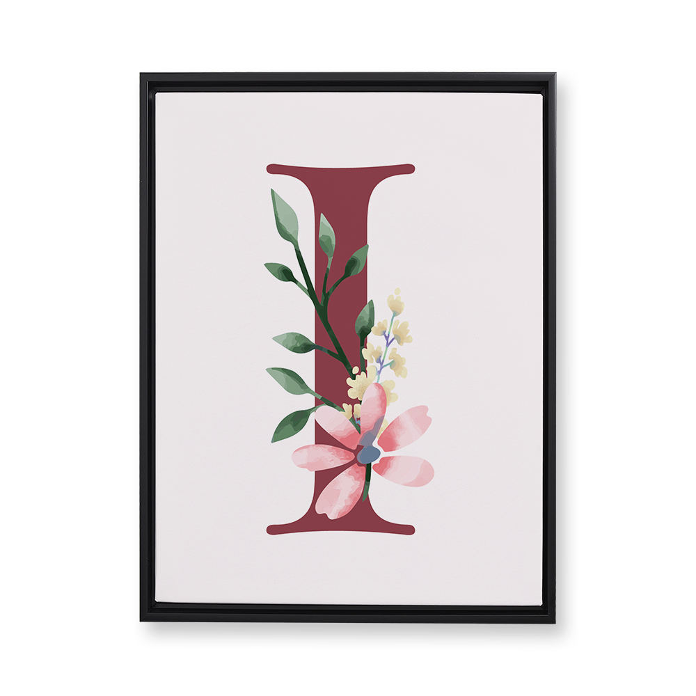 classic-floral-letter-i-floating-canvas-wall-art