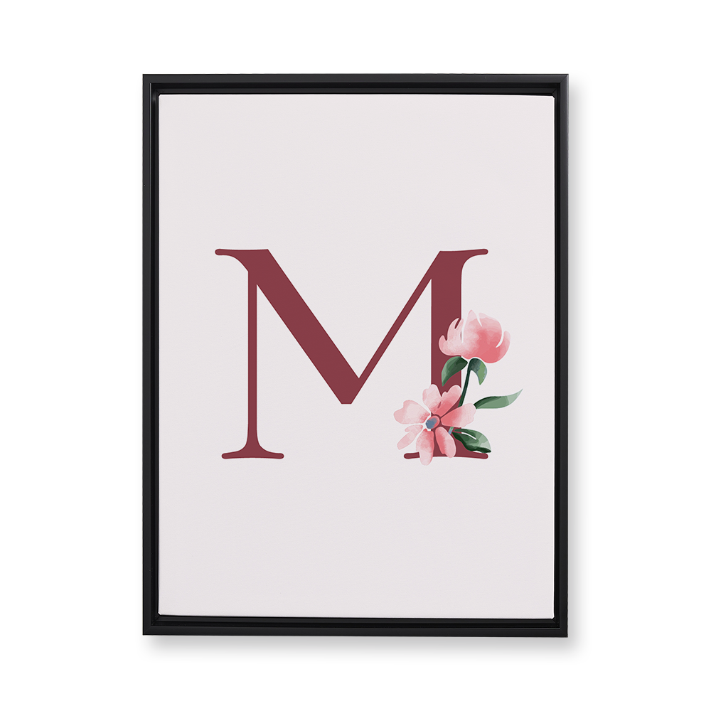 classic-floral-letter-m-floating-canvas-wall-art