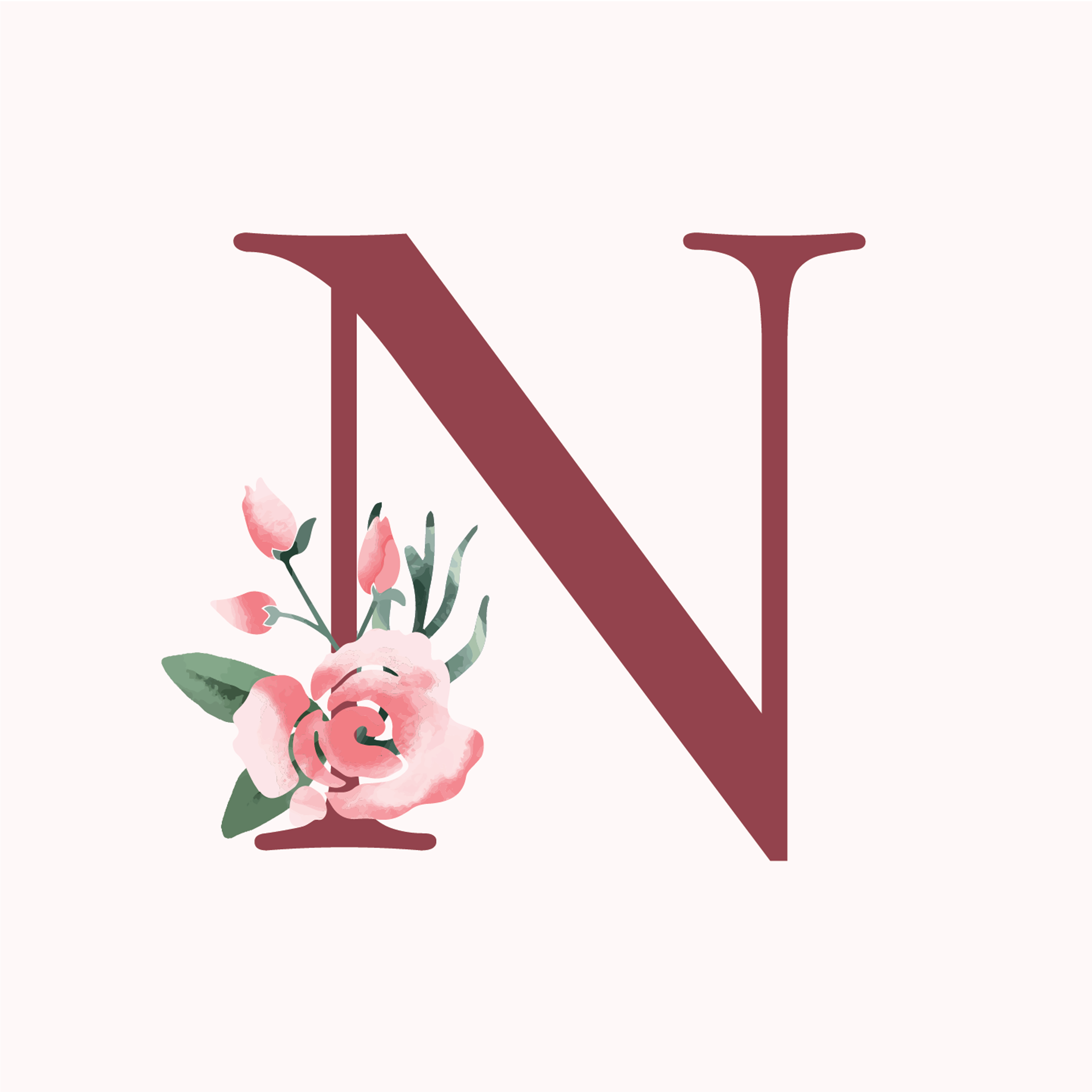 classic-floral-letter-n-design-theme