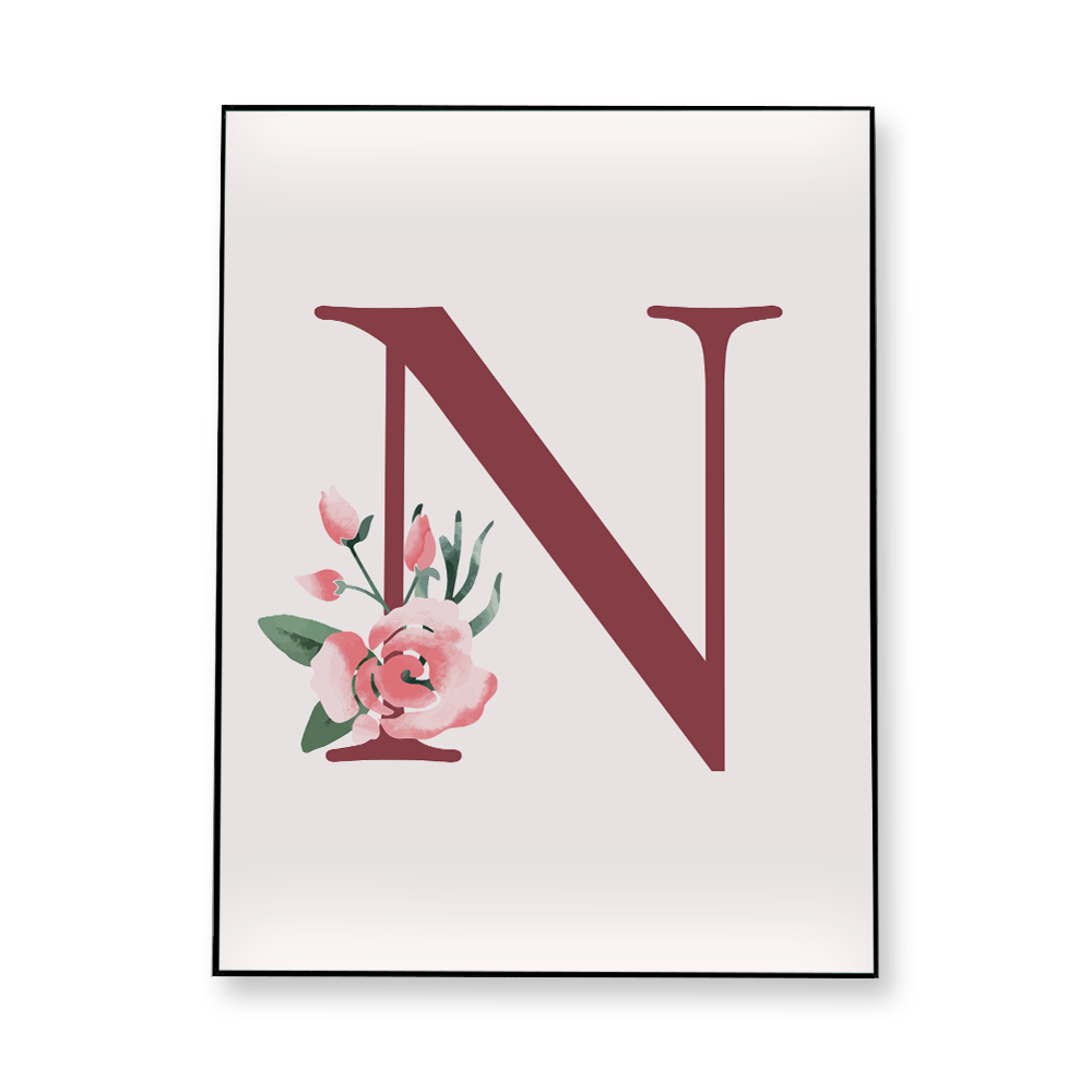 classic-floral-letter-n-fabric-in-a-frame-wall-art