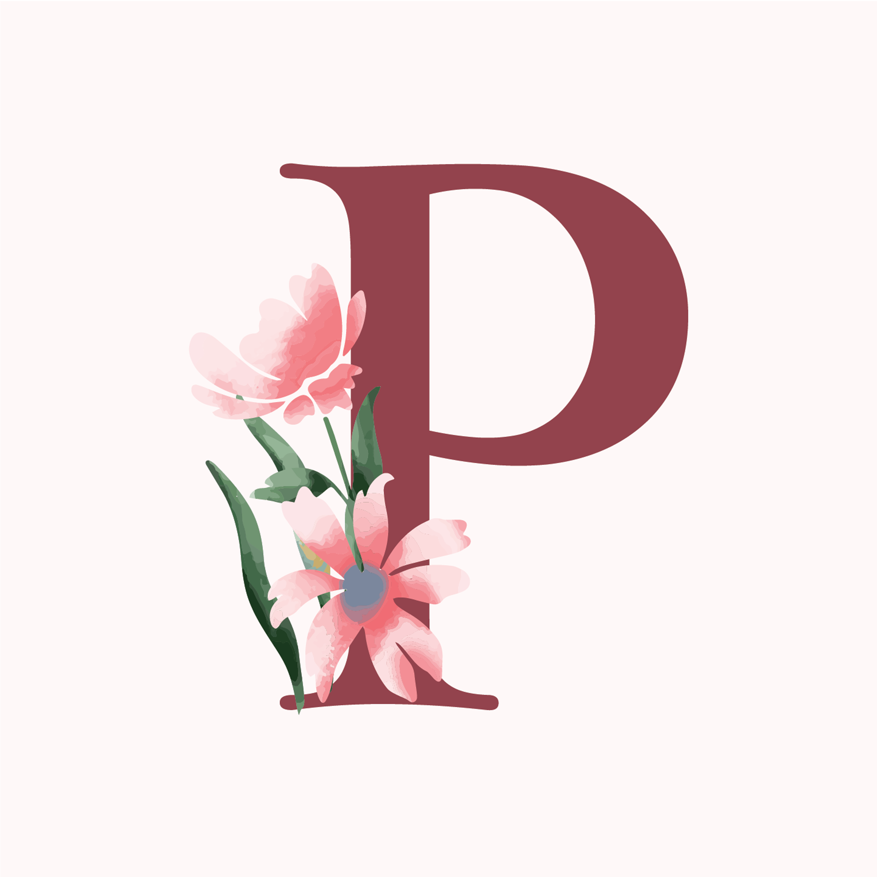 classic-floral-letter-p-design-theme