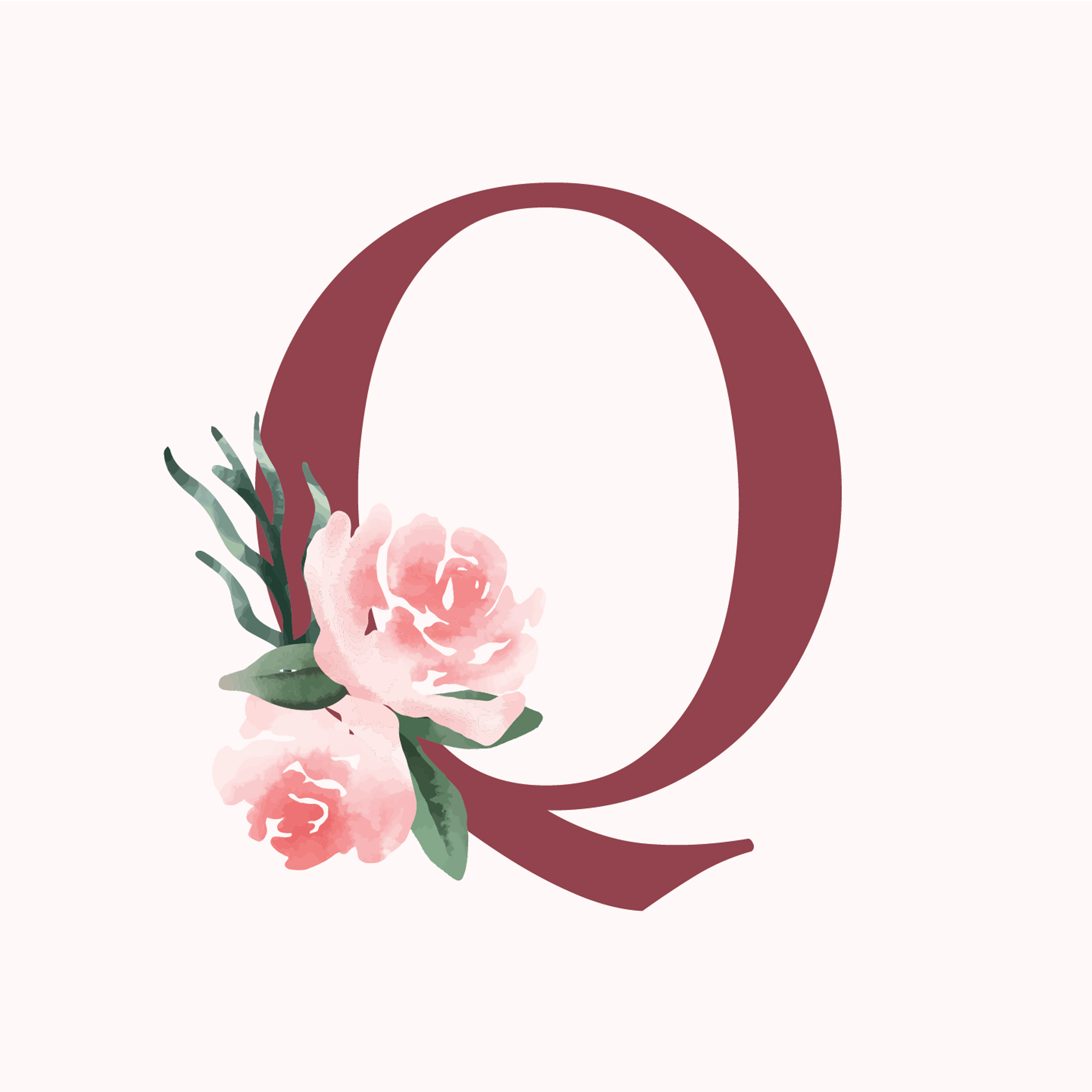 classic-floral-letter-q-design-theme