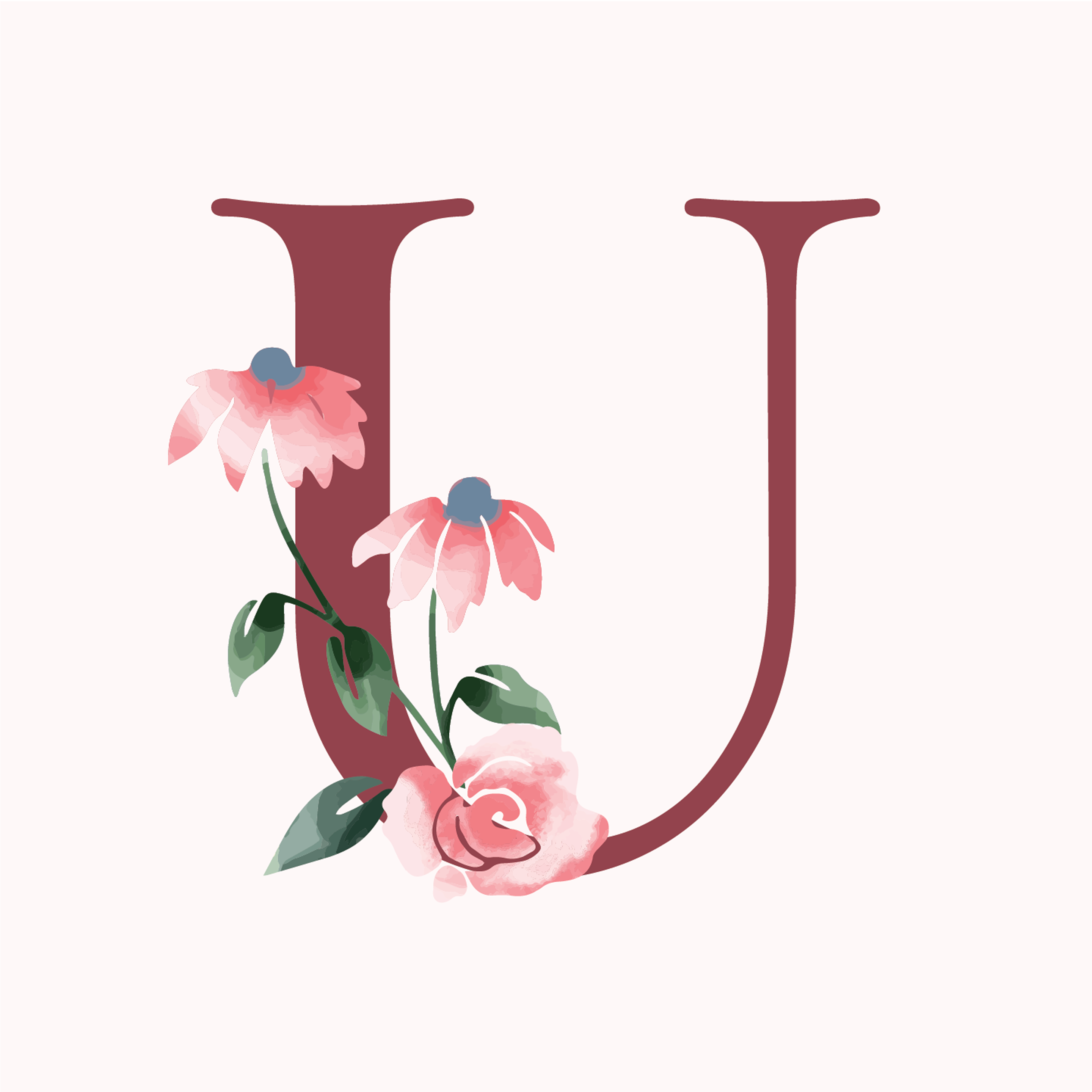 classic-floral-letter-u-design-theme