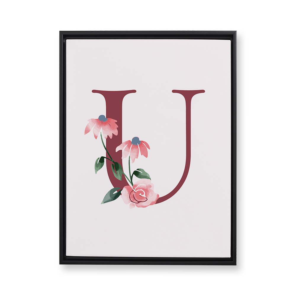 classic-floral-letter-u-floating-canvas-wall-art