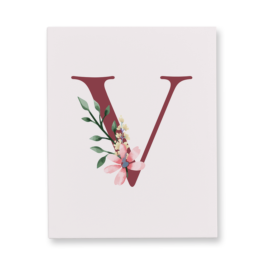 classic-floral-letter-v-canvas-wall-art