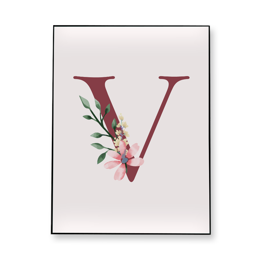 classic-floral-letter-v-fabric-in-a-frame-wall-art