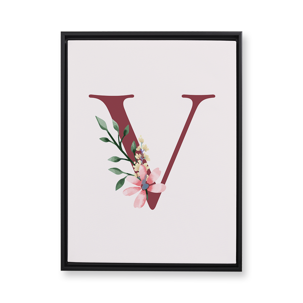 classic-floral-letter-v-floating-canvas-wall-art